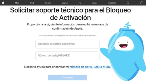 Quita el bloqueo de activación directamente con Apple