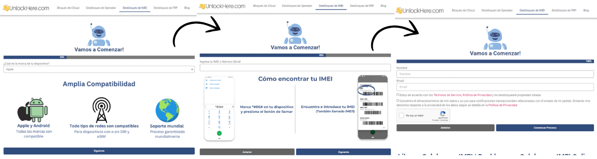 Pasos para desbloquear iPhone con UnlockHere | Cualquier operador
