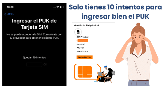 ¿Cuántos intentos tiene el código PUK de un teléfono hoy en día