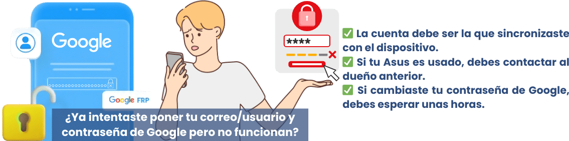 ¿Por qué mi Asus no acepta la verificación de la cuenta Google que le puse?