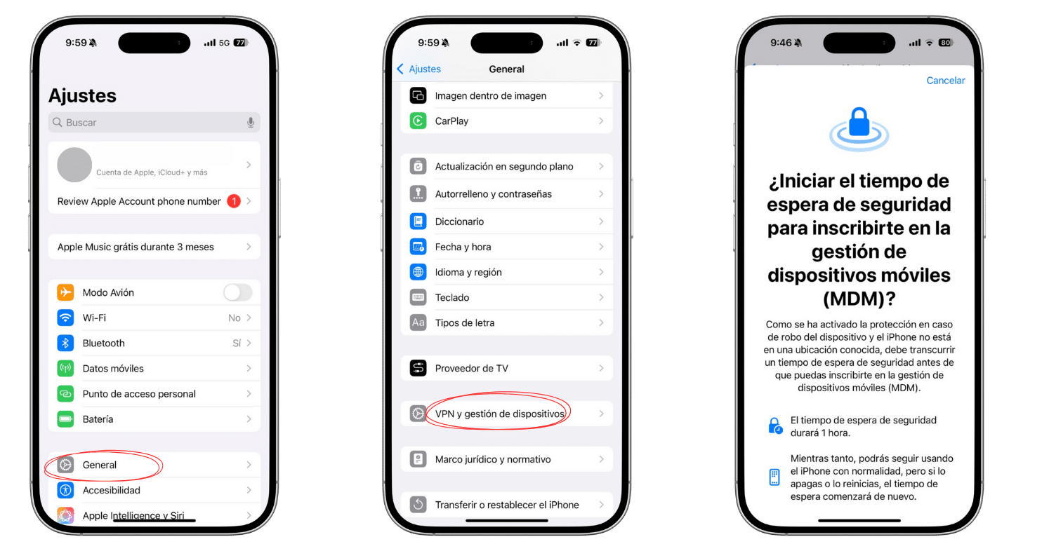 Tutorial visual: Cómo encontrar la gestión remota MDM en iPhone