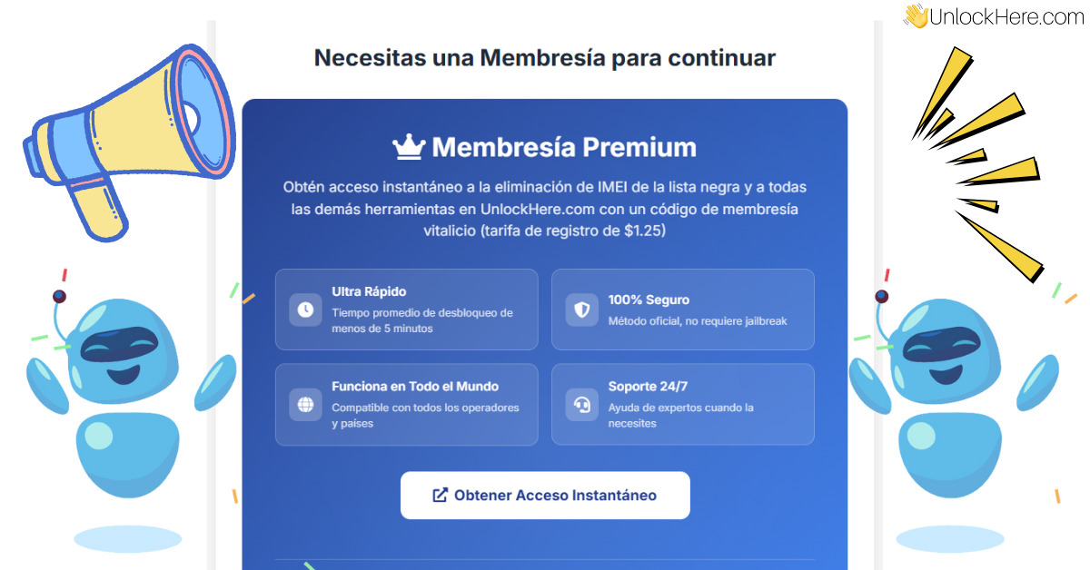 Registro de membresía en UnlockHere