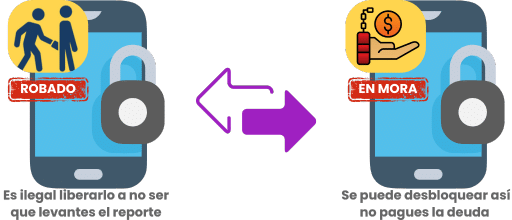 Diferencia entre un celular bloqueado por adeudo y por reporte de robo