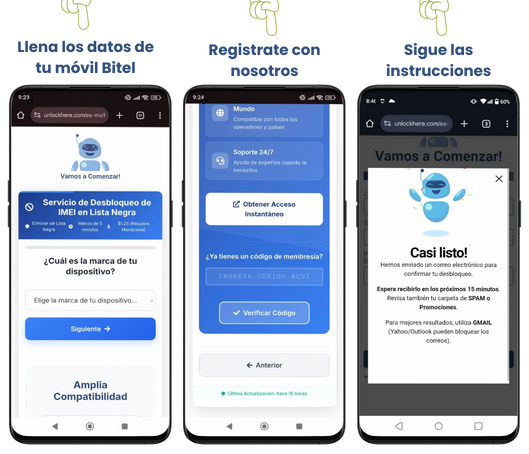 UnlockHere es la forma más rápida de liberar celular Bitel por IMEI