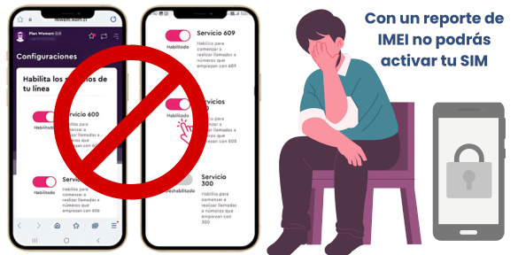 ¿Puedo activar una línea o servicio en mi celular WOM si está reportado?