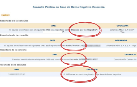 Bloqueo de IMEI en listas negras colombianas
