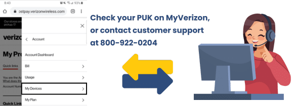 How do I get a PUK Code from Verizon Wireless