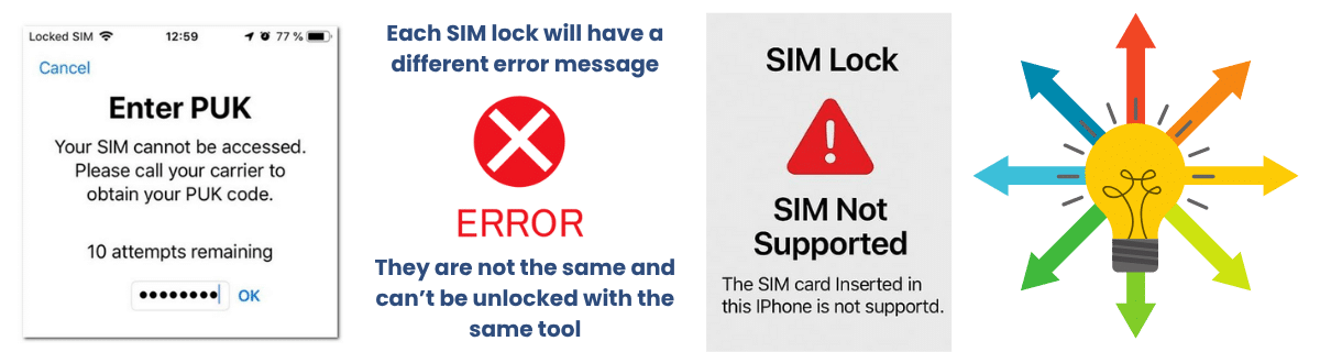 How are the PIN and PUK locks different from a network lock?