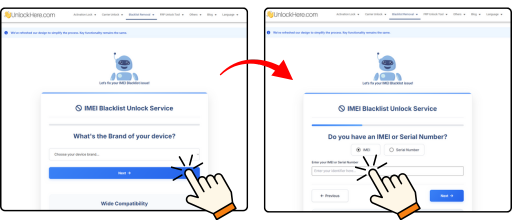 Enter the Phone's Brand and IMEI